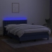 Cama box spring colchón y luces LED tela azul 140x200 cm