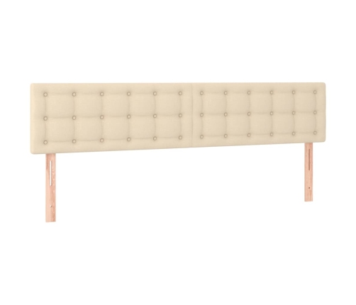 Cama box spring colchón y luces LED tela crema 160x200 cm