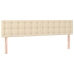 Cama box spring colchón y luces LED tela crema 160x200 cm