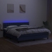 Cama box spring colchón y luces LED tela azul 180x200 cm