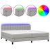 Cama box spring con colchón tela y LED gris claro 200x200 cm