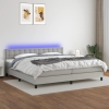 Cama box spring con colchón tela y LED gris claro 200x200 cm