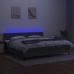 Cama box spring colchón y luces LED tela gris claro 200x200 cm