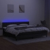 Cama box spring colchón y luces LED tela negro 200x200 cm