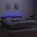 Cama box spring colchón y luces LED tela gris taupe 200x200 cm