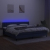 Cama box spring colchón y luces LED tela azul 200x200 cm