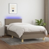 Cama box spring colchón y luces LED gris taupe 80x200 cm