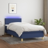 Cama box spring colchón y luces LED tela azul 80x200 cm