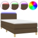 Cama box spring colchón y luces LED tela marrón oscuro 90x190cm