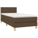 Cama box spring colchón y luces LED tela marrón oscuro 90x190cm