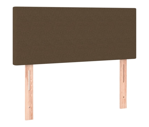 Cama box spring colchón y luces LED tela marrón oscuro 90x190cm