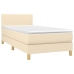 Cama box spring colchón y luces LED tela color crema 90x190 cm