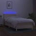 Cama box spring colchón y luces LED tela color crema 90x190 cm