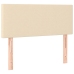 Cama box spring colchón y luces LED tela color crema 90x190 cm