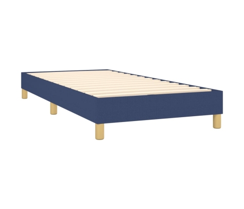 Cama box spring colchón y luces LED tela azul 90x190 cm