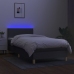 Cama box spring colchón y luces LED tela gris oscuro 90x200 cm