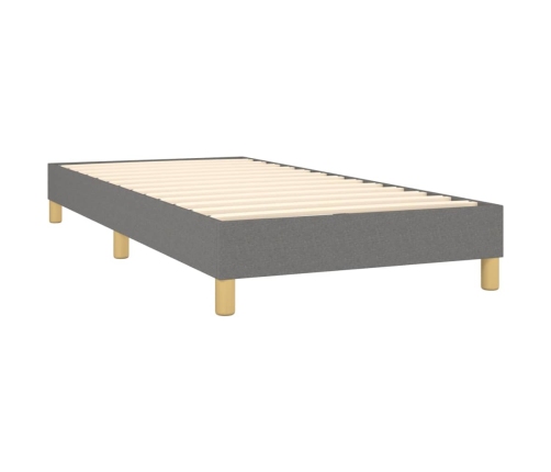 Cama box spring colchón y luces LED tela gris oscuro 90x200 cm