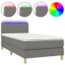 Cama box spring colchón y luces LED tela gris oscuro 100x200 cm