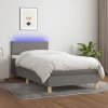 Cama box spring colchón y luces LED tela gris oscuro 100x200 cm