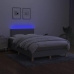 Cama box spring con colchón tela y LED gris claro 120x200 cm