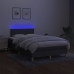 Cama box spring con colchón y LED tela gris oscuro 120x200 cm