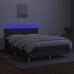 Cama box spring colchón y luces LED tela gris oscuro 140x190 cm