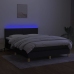 Cama box spring colchón y luces LED tela negro 140x190 cm