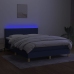 Cama box spring colchón y luces LED tela azul 140x190 cm