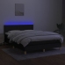 Cama box spring colchón y luces LED tela negro 140x200 cm