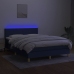 Cama box spring con colchón y LED tela azul 140x200 cm