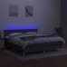 Cama box spring con colchón y LED tela gris oscuro 160x200 cm