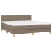 Cama box spring con colchón LED tela gris taupe 180x200 cm