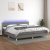 vidaXL Cama box spring con colchón y LED tela gris oscuro 200x200 cm