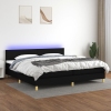 Cama box spring con colchón LED tela negro 200x200 cm