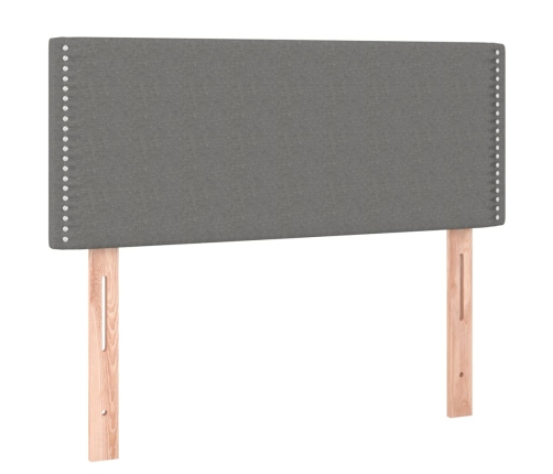 Cama box spring con colchón y LED tela gris oscuro 90x190 cm