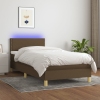 Cama box spring con colchón LED tela marrón oscuro 90x190 cm