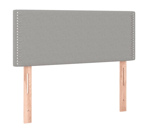 Cama box spring con colchón tela y LED gris claro 100x200 cm