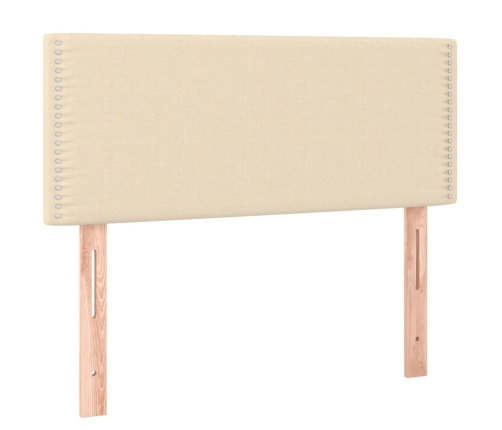 Cama box spring con colchón y LED tela crema 100x200 cm