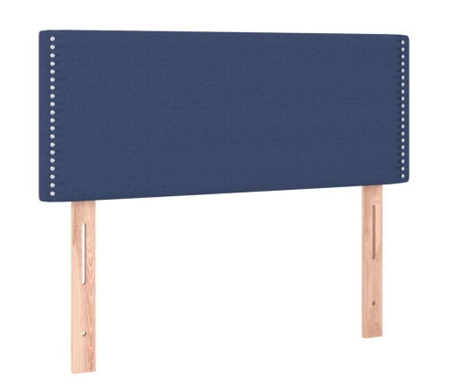 Cama box spring con colchón y LED tela azul 100x200 cm