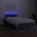 Cama box spring con colchón y LED tela gris oscuro 120x200 cm