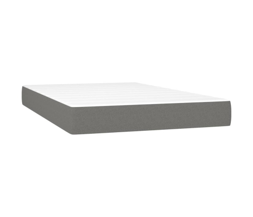 Cama box spring con colchón y LED tela gris oscuro 120x200 cm