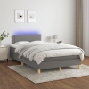 Cama box spring con colchón y LED tela gris oscuro 120x200 cm