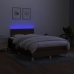 Cama box spring con colchón y LED tela marrón oscuro 120x200 cm