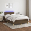 Cama box spring con colchón y LED tela marrón oscuro 120x200 cm