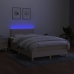 Cama box spring con colchón y LED tela crema 120x200 cm