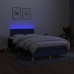 Cama box spring con colchón y LED tela azul 120x200 cm