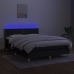 Cama box spring colchón y luces LED tela negro 140x190 cm