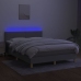 Cama box spring colchón y luces LED tela gris claro 140x200 cm