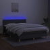 Cama box spring colchón y luces LED tela gris oscuro 140x200 cm