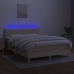 Cama box spring con colchón y LED tela crema 140x200 cm